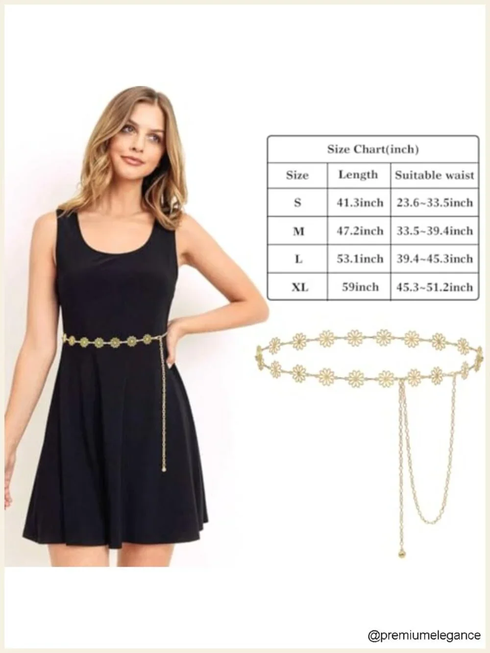 Women's Adjustable Flower Waist Chain Belt Metal Alloy Toggle Clasp